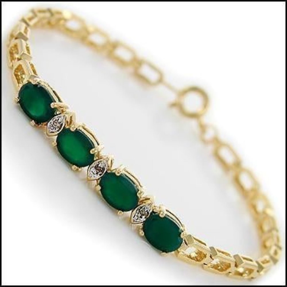 3.63 CT agate & diamond 18KGP tennis bracelet